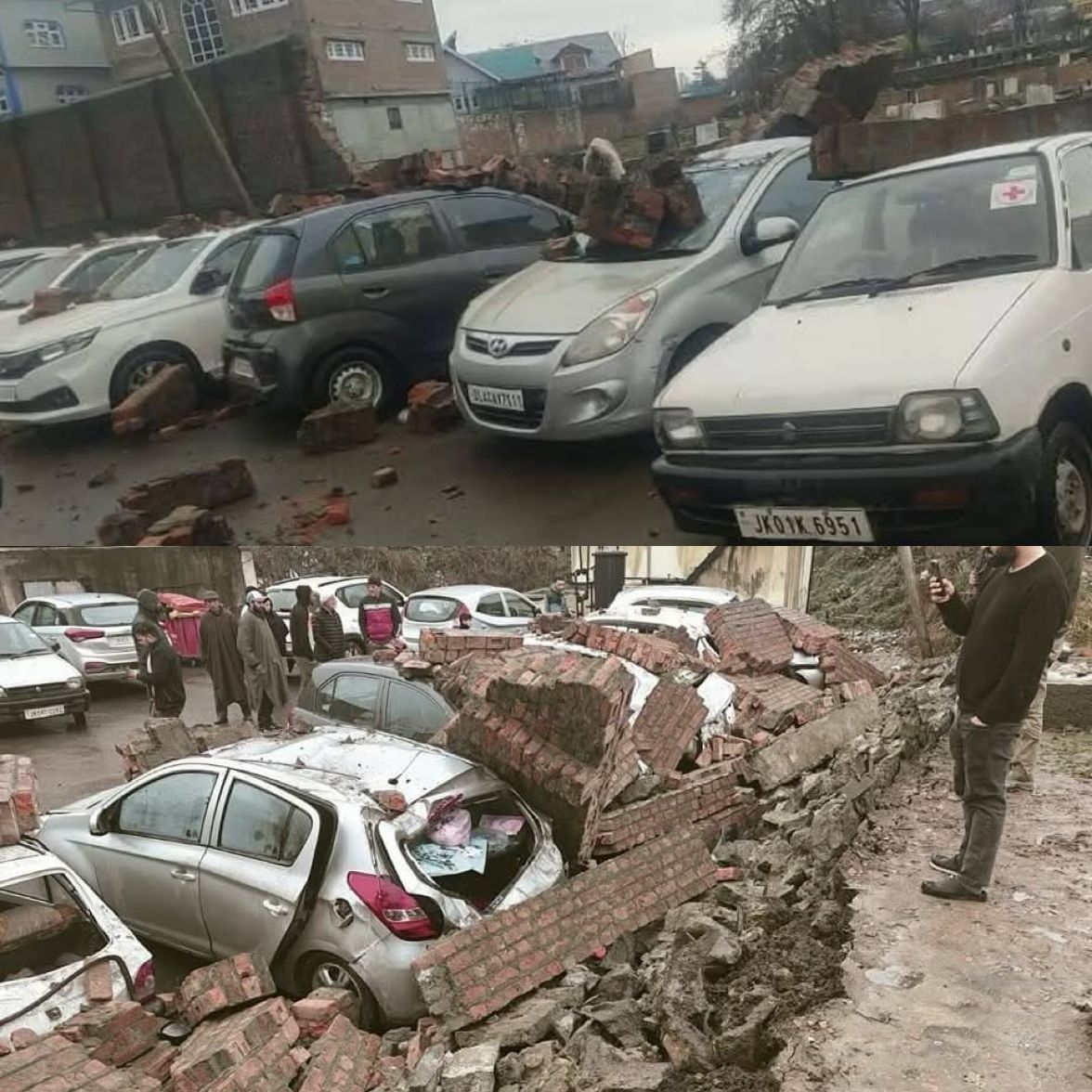 'Wall Collapses at JLNM Hospital Parking, Several Vehicles Damaged'